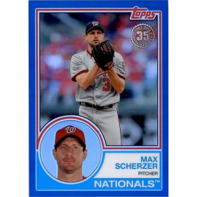 2018 Topps '83 Topps Silver Pack Chrome Blue Refractors #95 Max Scherzer