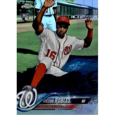 2018 Topps Chrome Base Set Variation Refractors #175 Victor Robles/Sliding