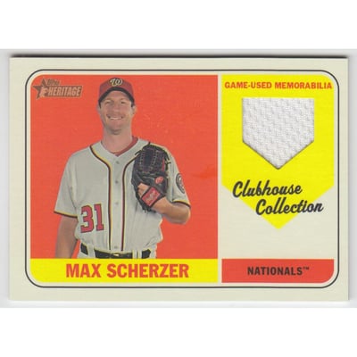 2018 Topps Heritage Clubhouse Collection Relics #CCRMSC Max Scherzer