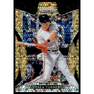 2019 Panini Prizm Prizms Neon Orange Donut Circles #132 Trea Turner