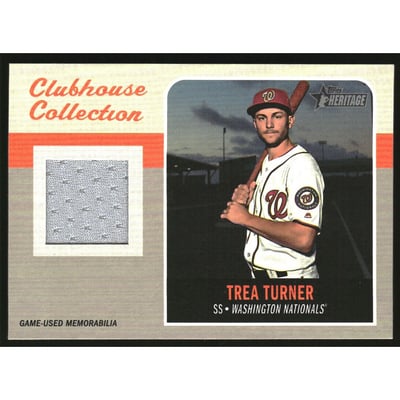 2019 Topps Heritage Clubhouse Collection Relics #CCRTTU Trea Turner HN