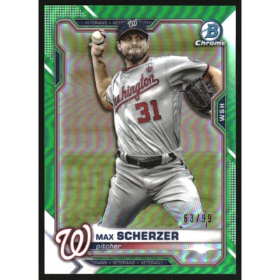 2021 Bowman Chrome Green Refractors #77 Max Scherzer