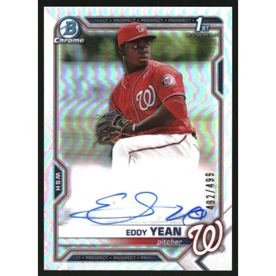 2021 Bowman Chrome Prospect Autographs Refractors #CPAEY Eddy Yean