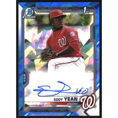 2021 Bowman Chrome Sapphire Prospect Autographs #BSPAEY Eddy Yean