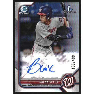 2022 Bowman Chrome Draft Autographs Refractors #CDABC Brenner Cox