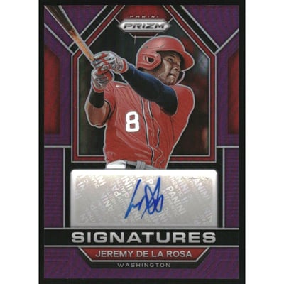 2023 Panini Prizm Signatures Prizms Purple #24 Jeremy De La Rosa