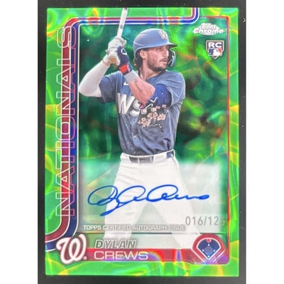 2025 Topps Chrome Rookie Lava Lamp Green/Yellow #RA-DC Dylan Crews RC Auto /125