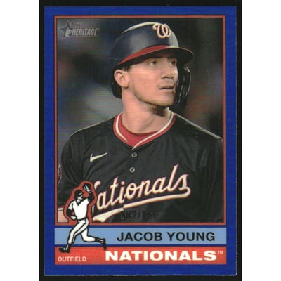 2025 Topps Heritage Chrome Blue Refractors #127 Jacob Young