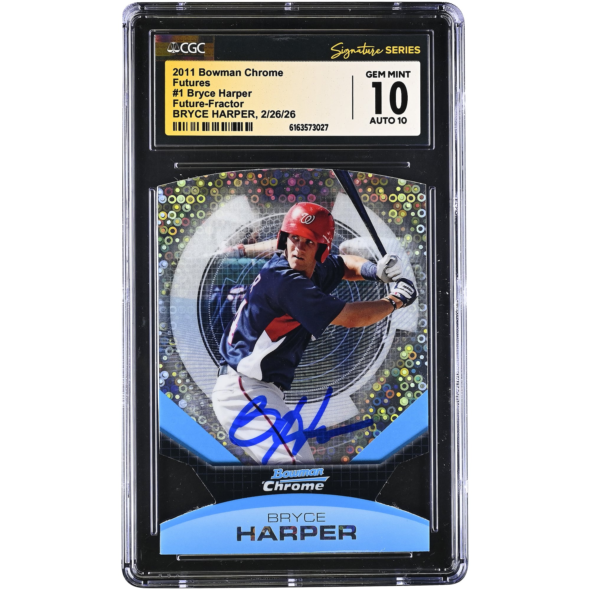 Bryce Harper Washington Nationals Autographed 2011 Bowman Chrome Futures #1 CGC Authenticated 10/10 Card