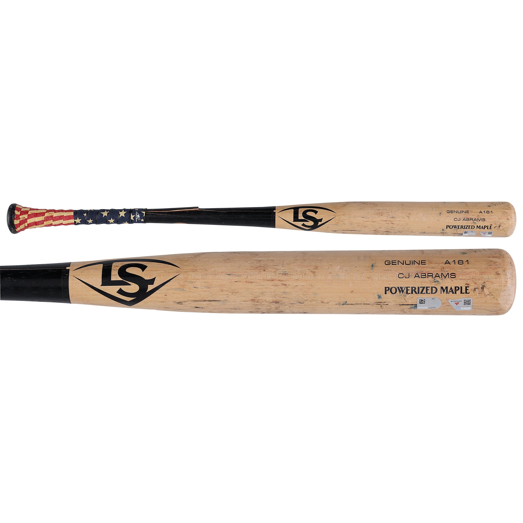 Bâton cassé Louisville Slugger beige utilisé par Daylen Lile des Washington Nationals lors du match contre les Miami Marlins le 23 août 2026