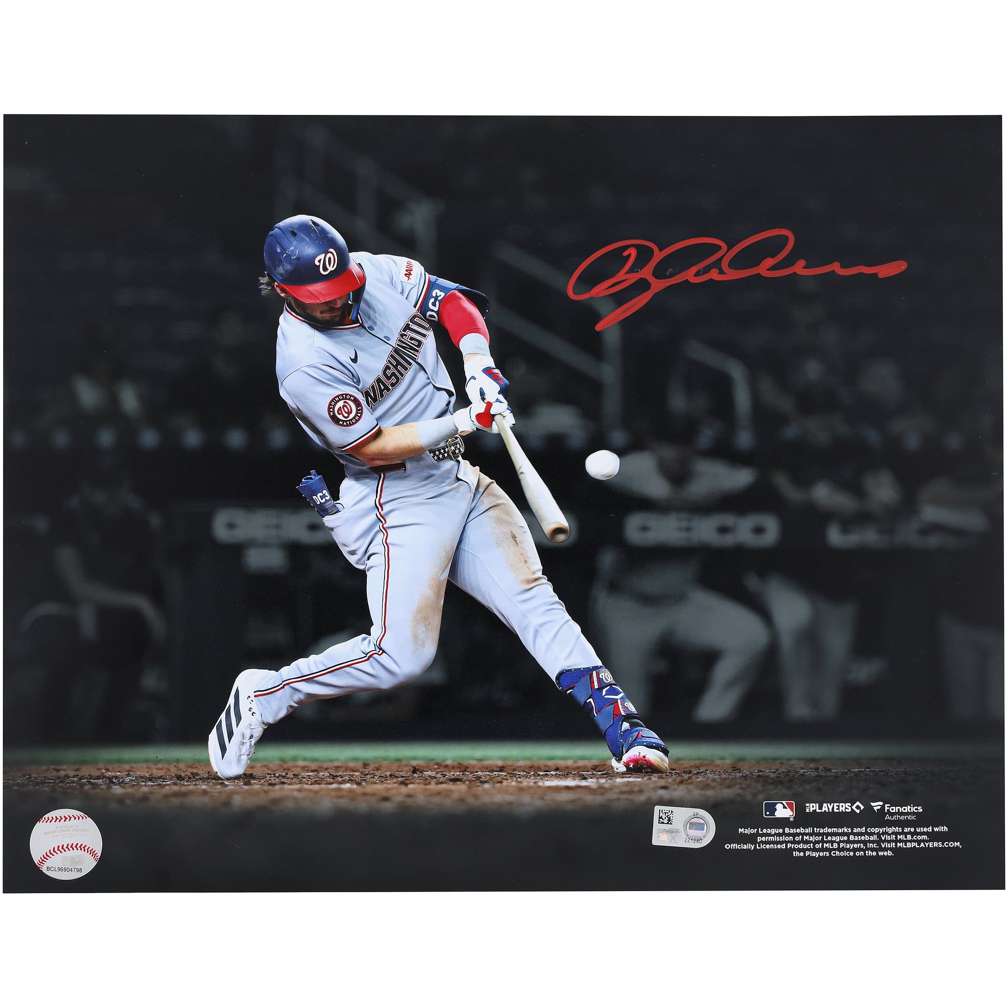 Photo dédicacée de Dylan Crews (Washington Nationals) - Coup de circuit (11 x 14 pouces)