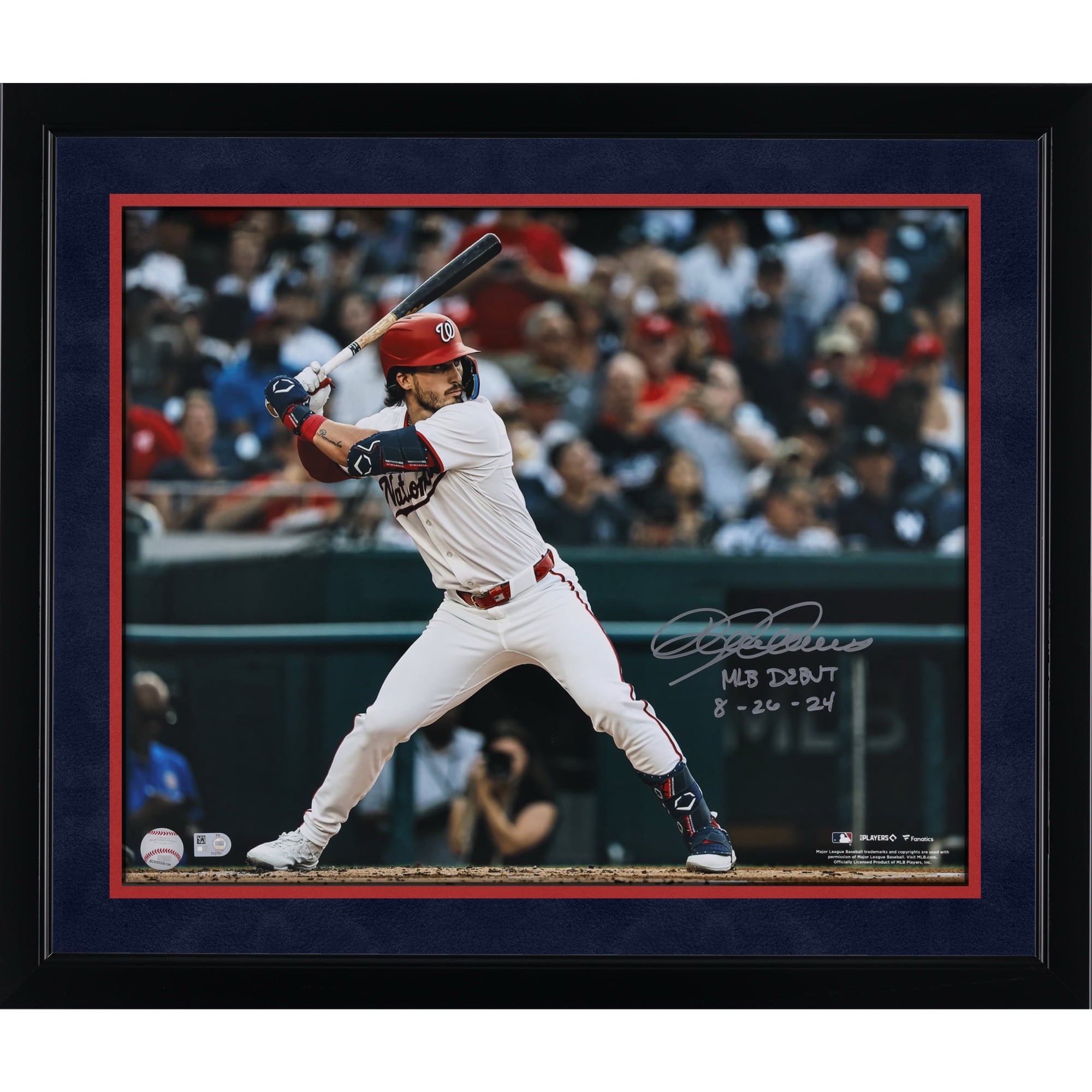 Dylan Crews Washington Nationals Autographed 16" x 20" MLB Debut Photograph with "MLB Debut 8-26-24" Inscription