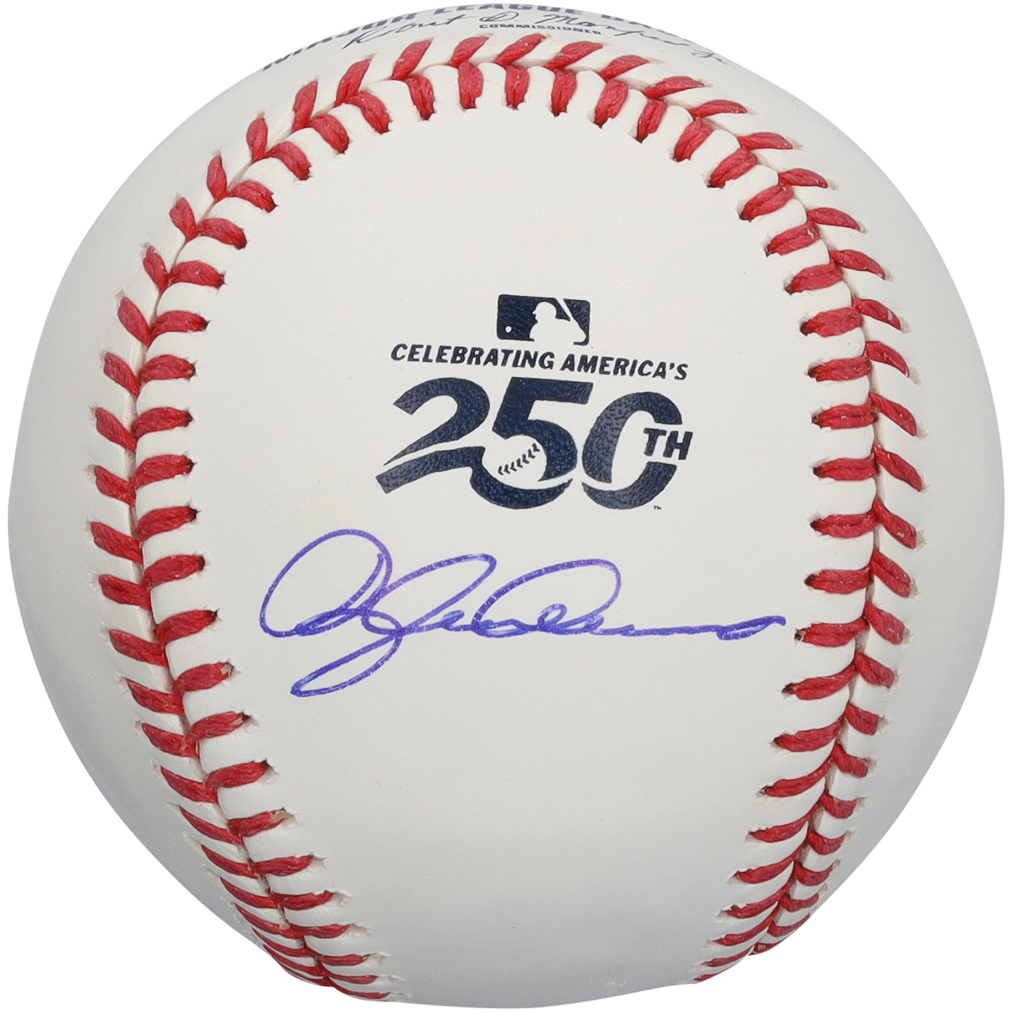 Balle de baseball autographiée par Dylan Crews des Washington Nationals, commémorant le 250e anniversaire du logo des États-Unis.