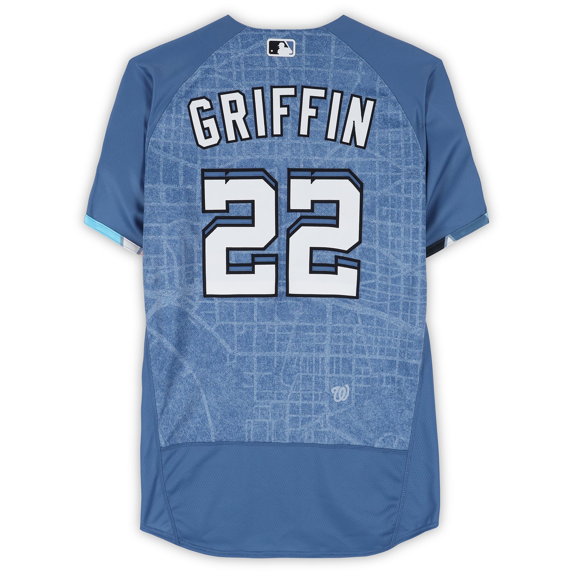 Maillot City Connect bleu n° 22 de Foster Griffin, joueur des Washington Nationals, saison 2026 de la MLB
