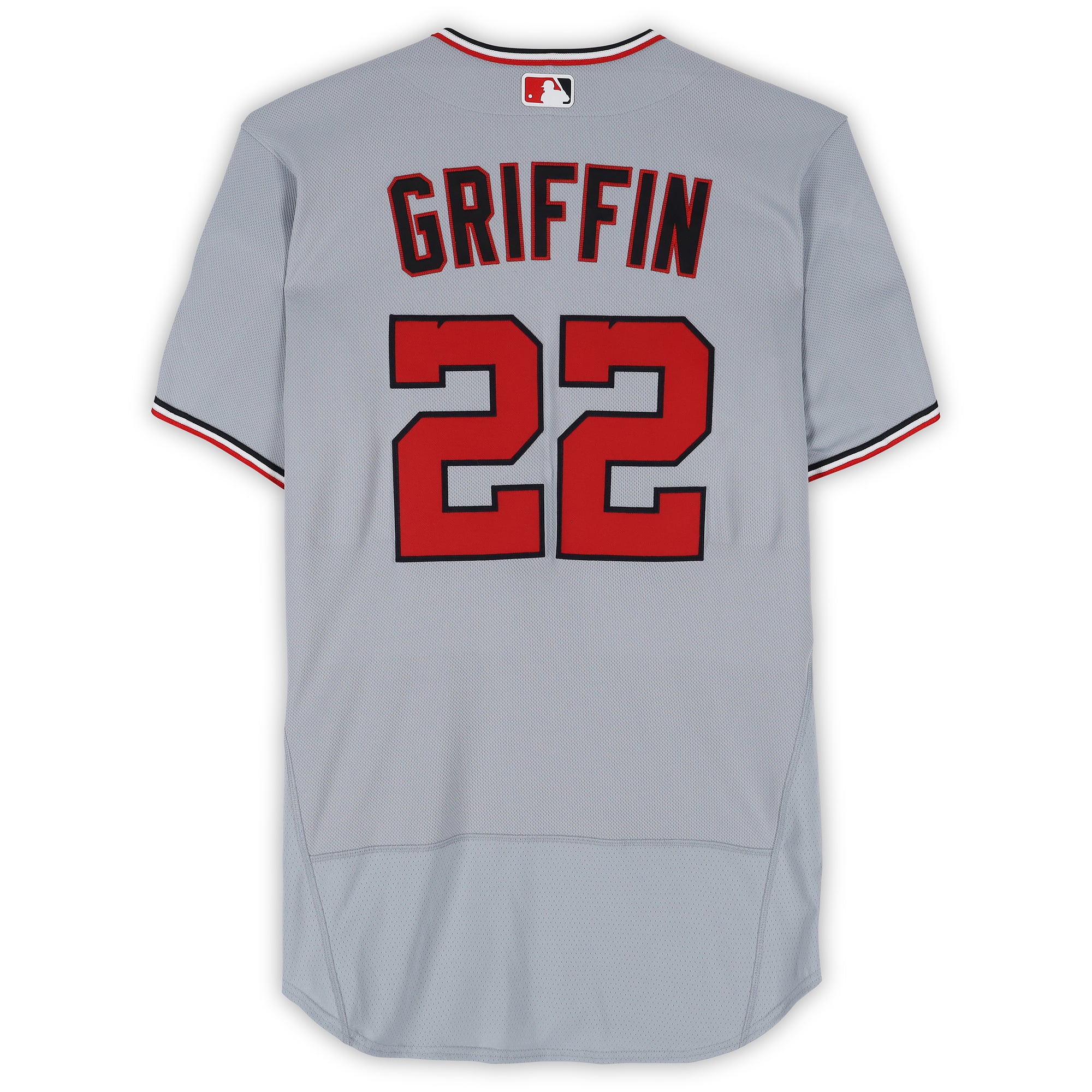 Maillot gris n° 22 de Foster Griffin, joueur des Nationals de Washington, saison 2026 de la MLB