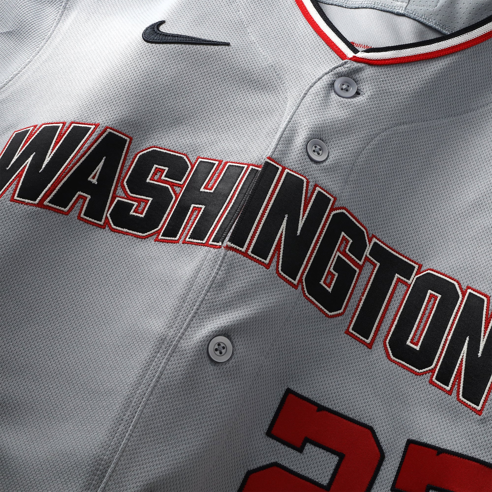 Maillot gris n° 22 de Foster Griffin, joueur des Nationals de Washington, saison 2026 de la MLB