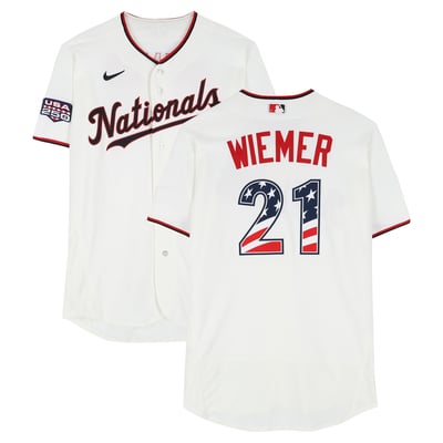 Joey Wiemer Washington Nationals Fanatics Authentic Player-Issued #21 White Nike Jersey vs. Pittsburgh Pirates on July 4, 2026  