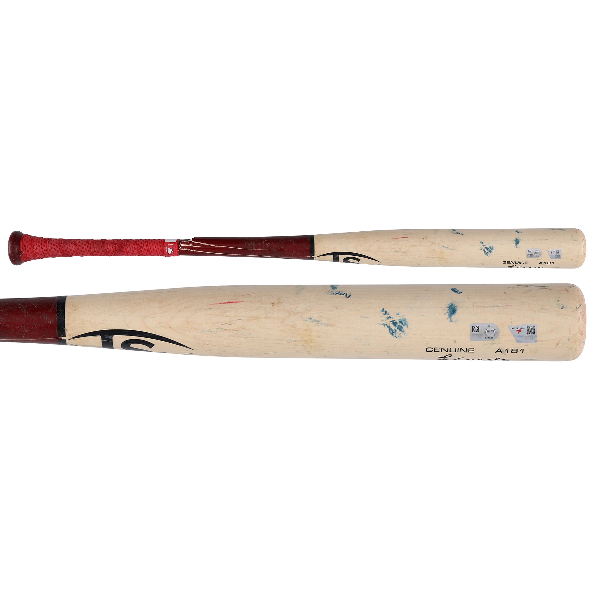 Bâton cassé Louisville Slugger beige utilisé par Jorbit Vivas des Washington Nationals lors du match contre les Philadelphia Phillies le 4 août 2026