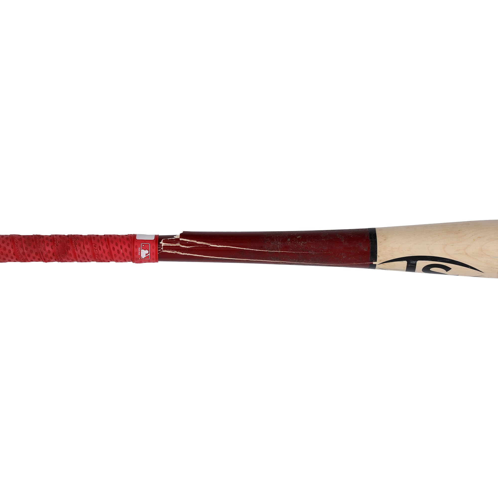 Bâton cassé Louisville Slugger beige utilisé par Jorbit Vivas des Washington Nationals lors du match contre les Philadelphia Phillies le 4 août 2026