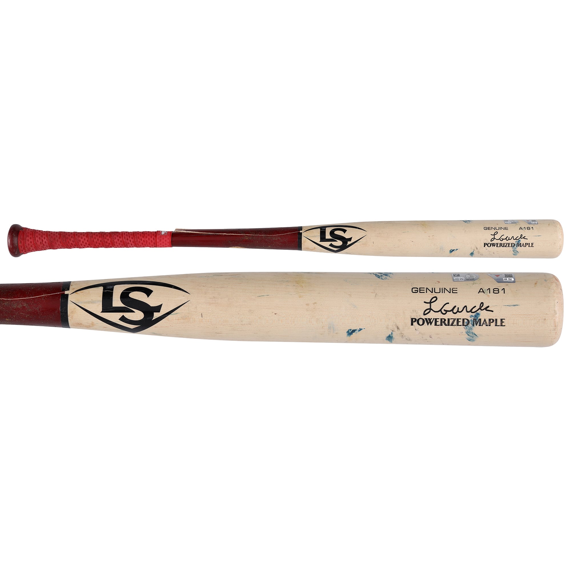 Bâton cassé Louisville Slugger beige utilisé par Jorbit Vivas des Washington Nationals lors du match contre les Philadelphia Phillies le 4 août 2026