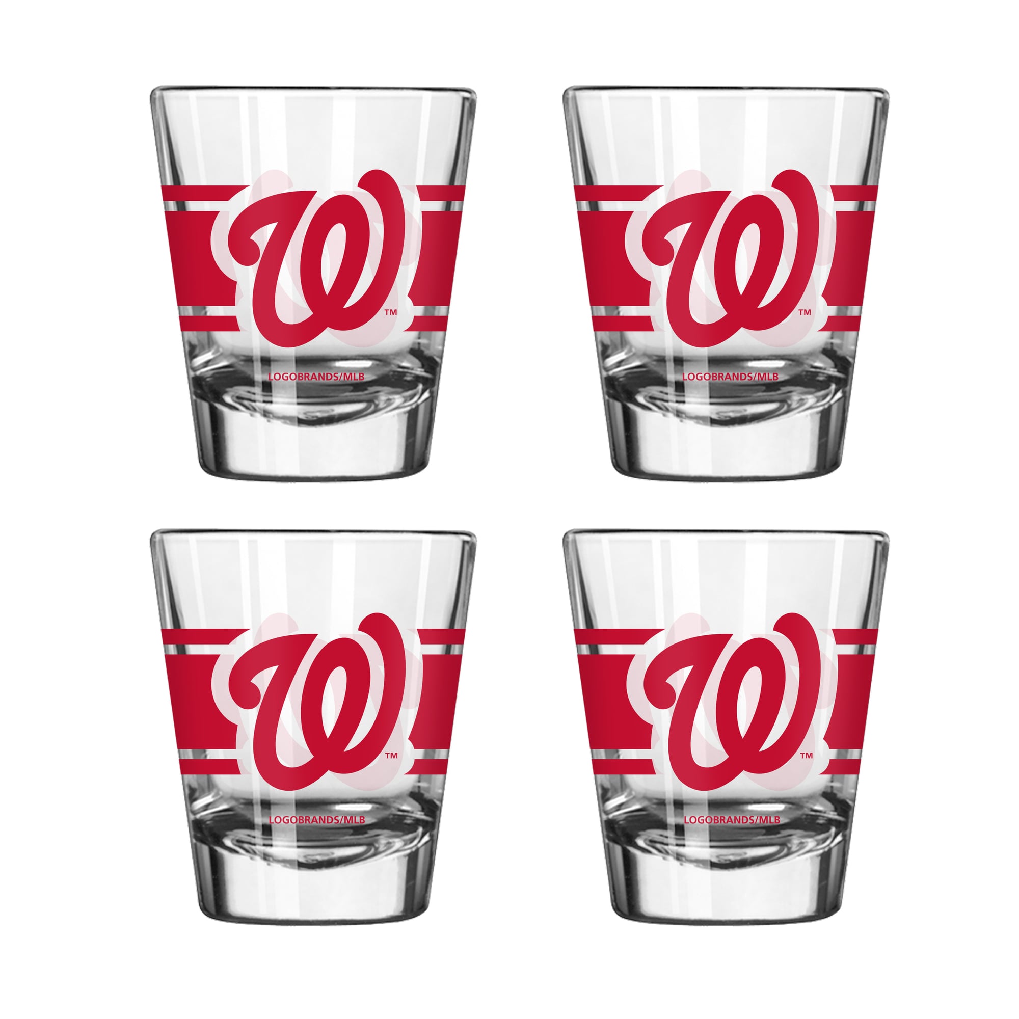 Logo Brands Washington Nationals Four-Piece Stripe Shot Glass Set