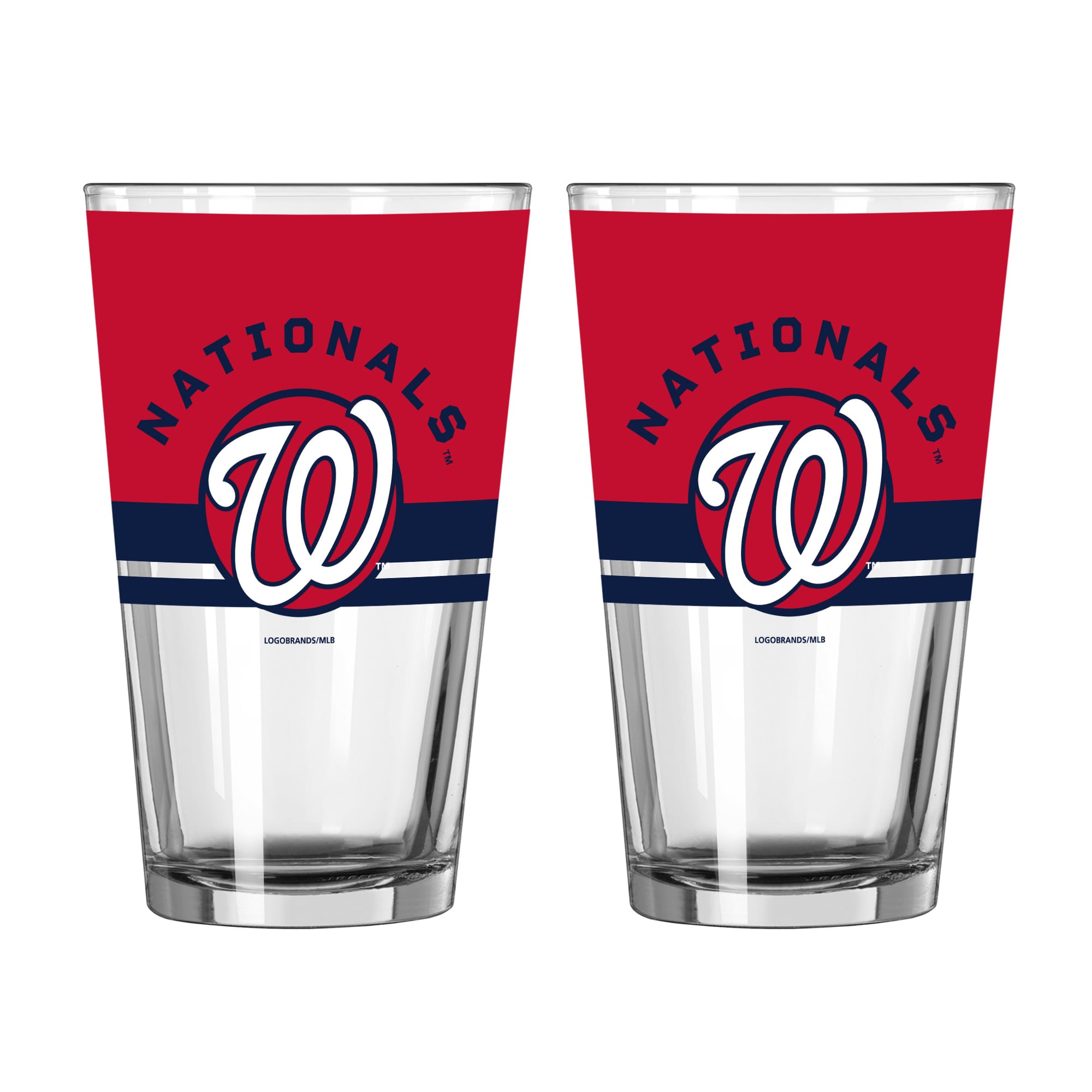 Ensemble de deux verres à bière Horizon de 473 ml (16 oz) Logo Brands Washington Nationals