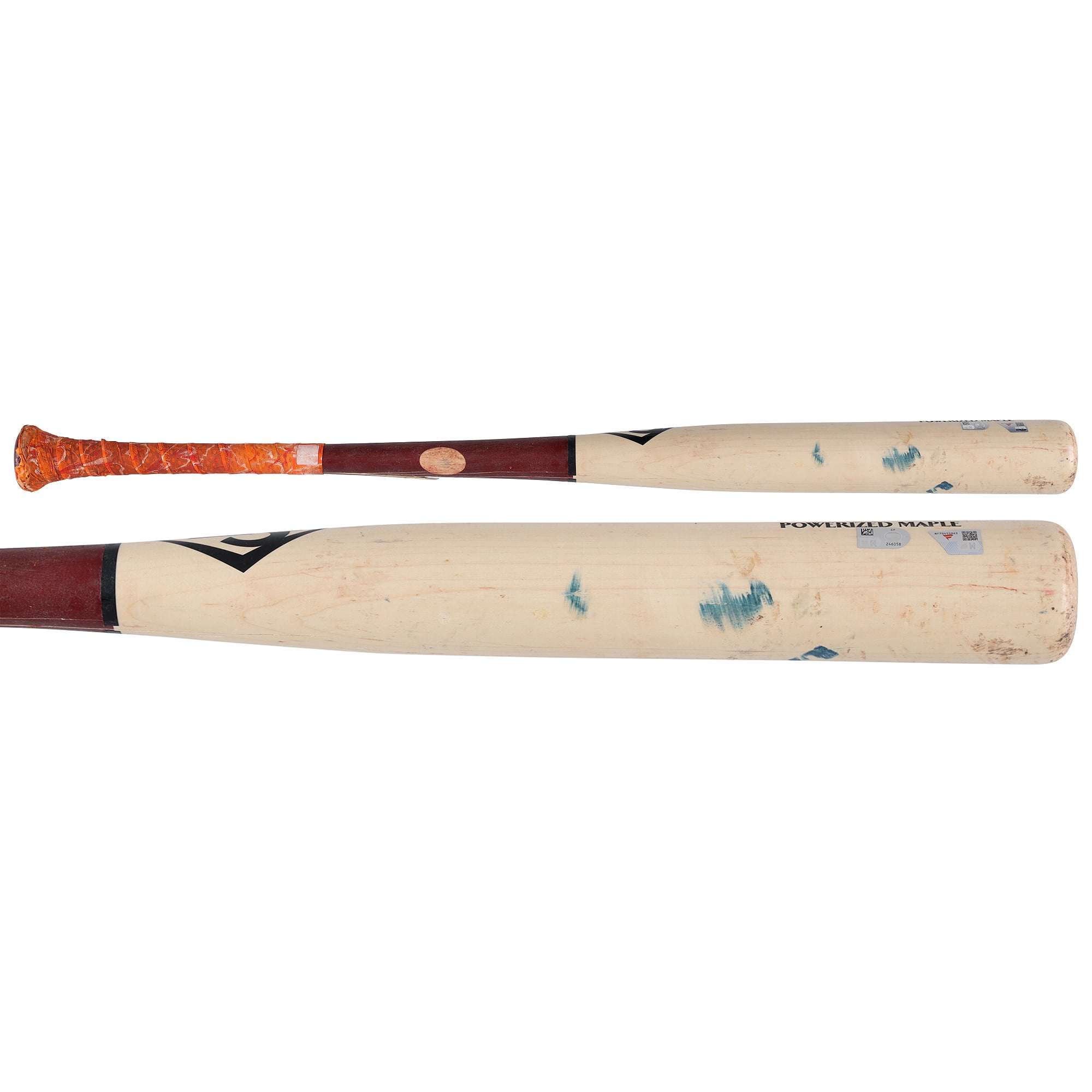 Batte Louisville Slugger beige cassée utilisée par Luis García Jr. (Washington Nationals) lors du match contre les Braves d'Atlanta le 31 juillet 2026.