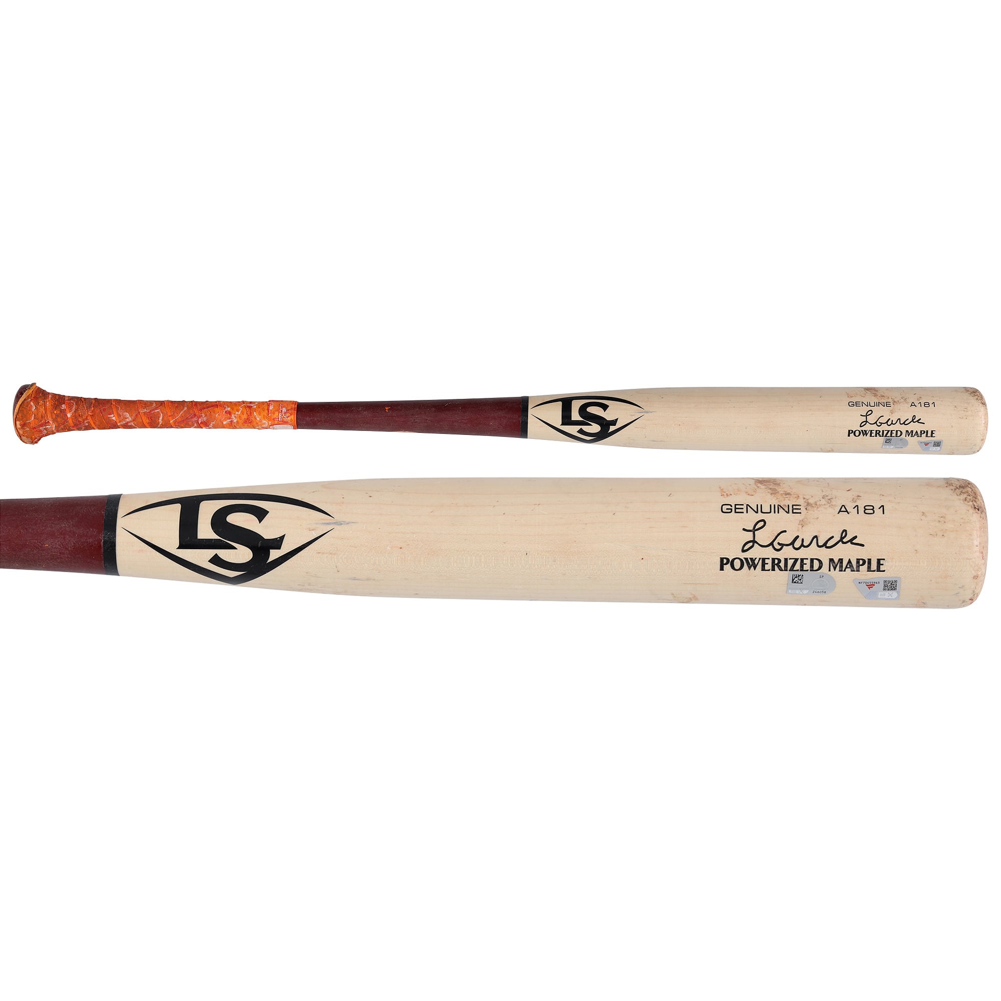 Batte Louisville Slugger beige cassée utilisée par Luis García Jr. (Washington Nationals) lors du match contre les Braves d'Atlanta le 31 juillet 2026.