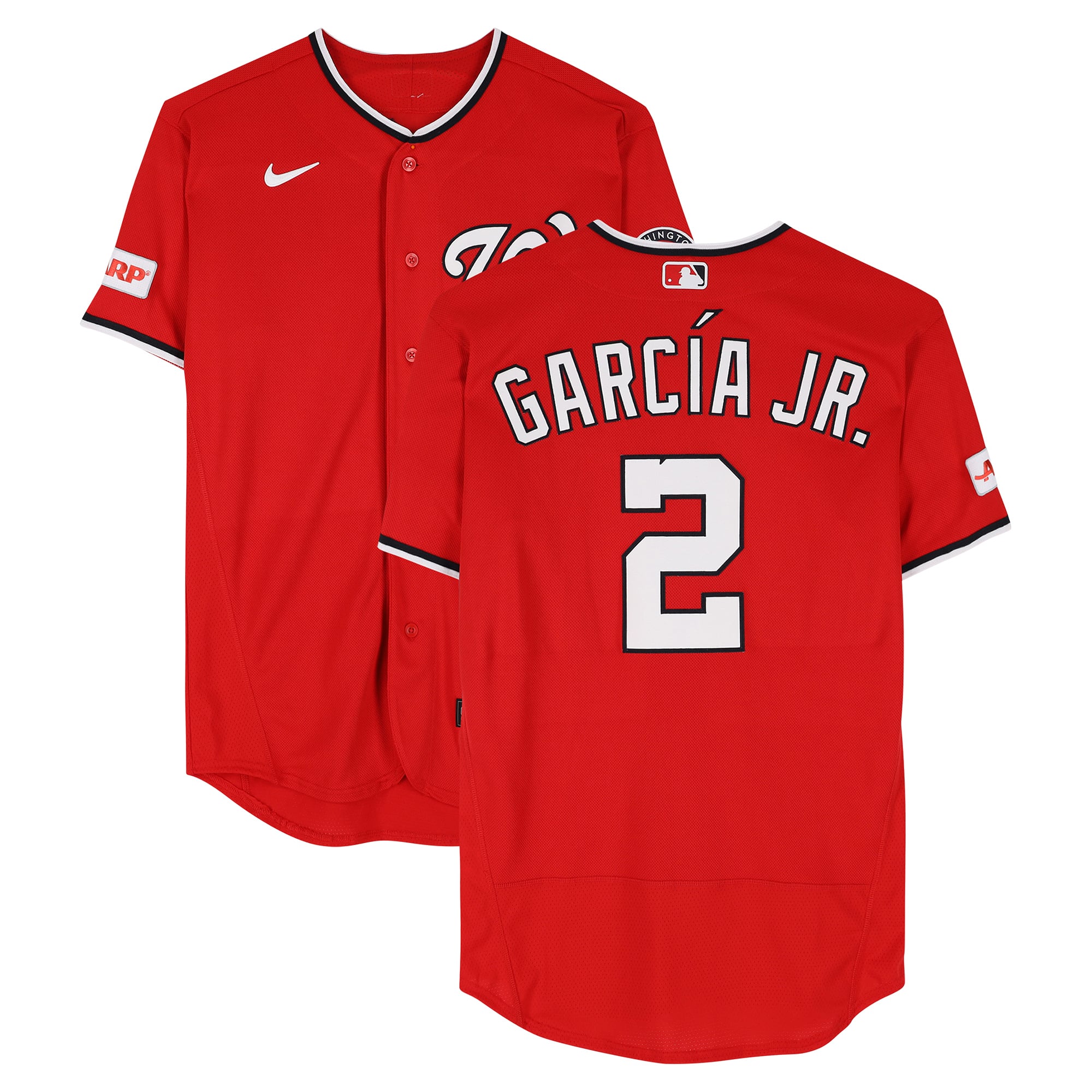 Maillot rouge n° 2 de Luis García Jr., porté par les Nationals de Washington lors de la saison 2026 de la MLB