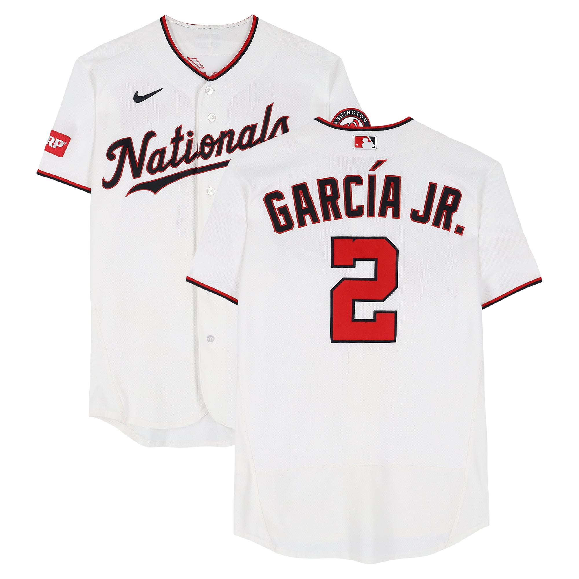 Maillot blanc n° 2 de Luis García Jr., porté par les Nationals de Washington lors de la saison 2026 de la MLB