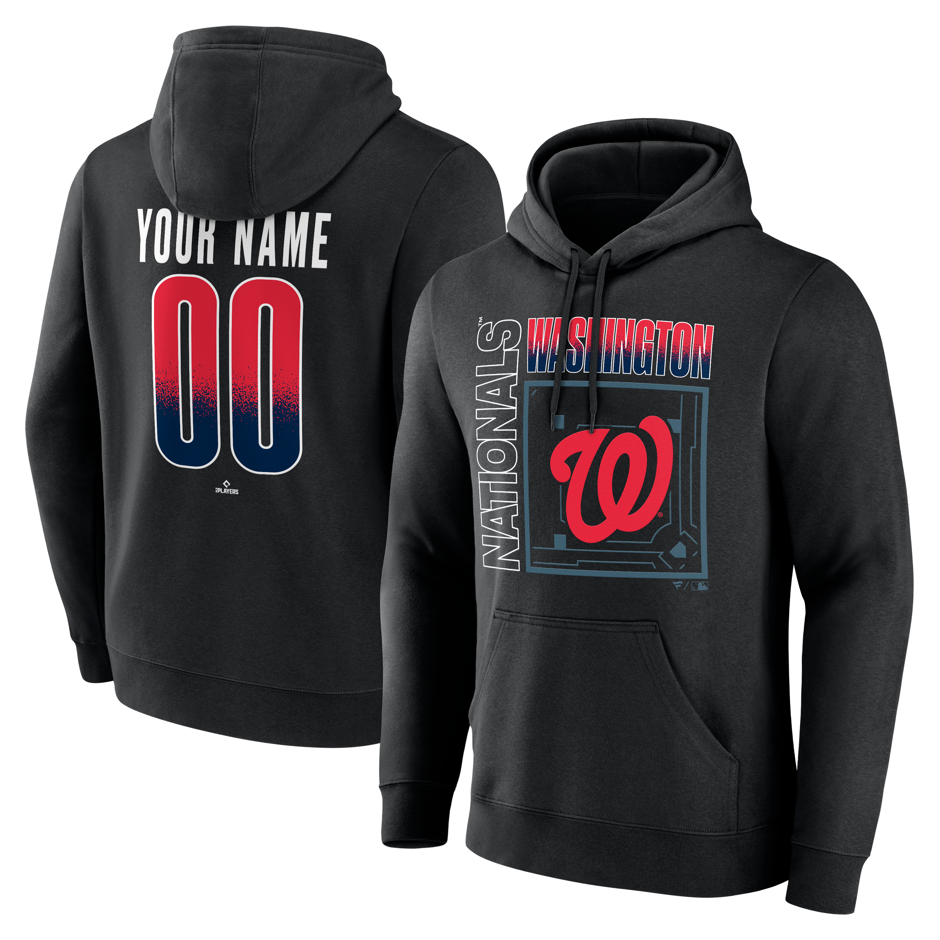 Men's Black Washington Nationals Home Field Pop Personalized Name & Number Hoodie