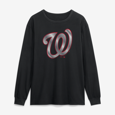Washington Nationals  Metallic Mascot Long Sleeve T-Shirt - Black