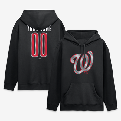 Washington Nationals  Metallic Mascot Personalized Name & Number Hoodie - Black