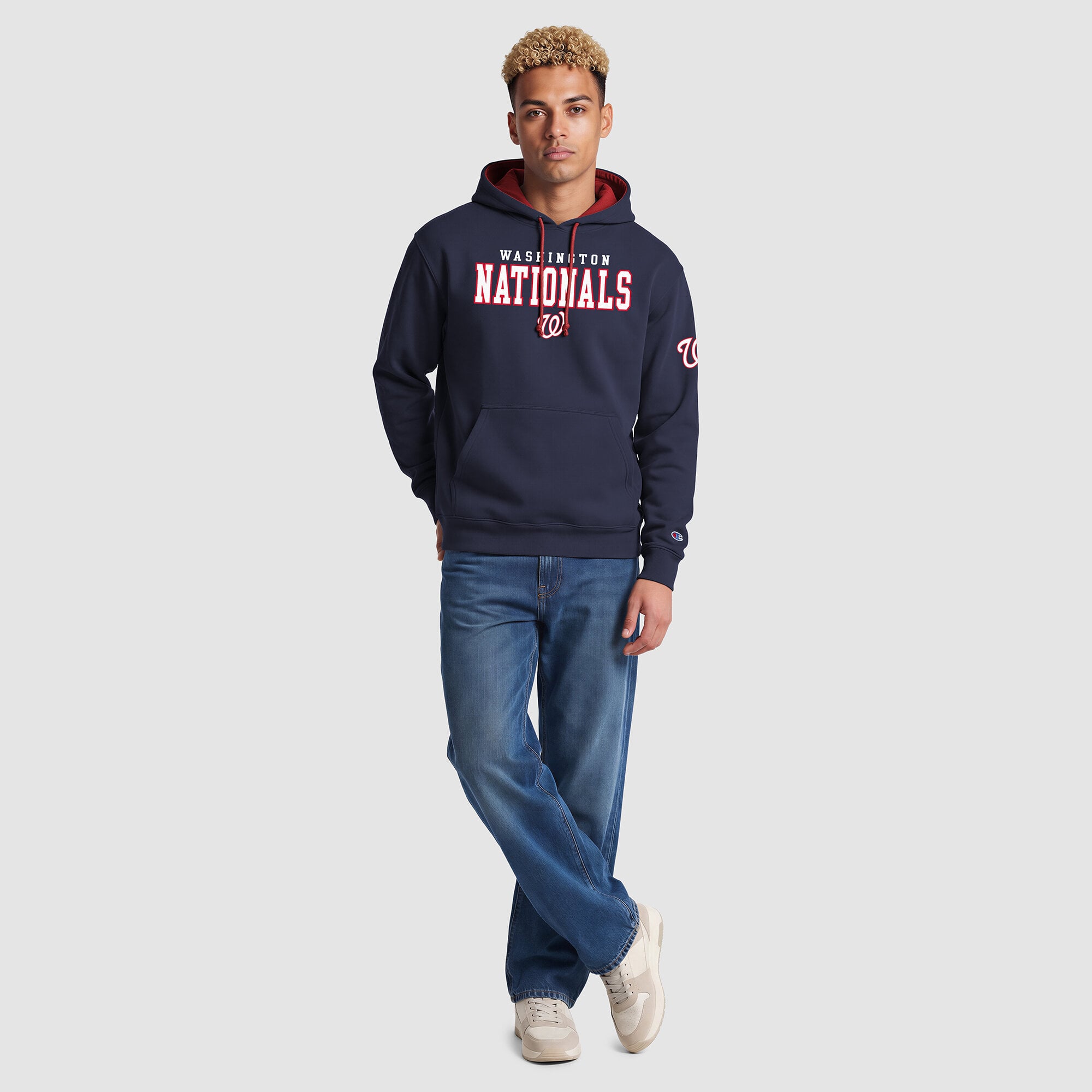 Men's Champion Navy Washington Nationals Fleece Hoodie