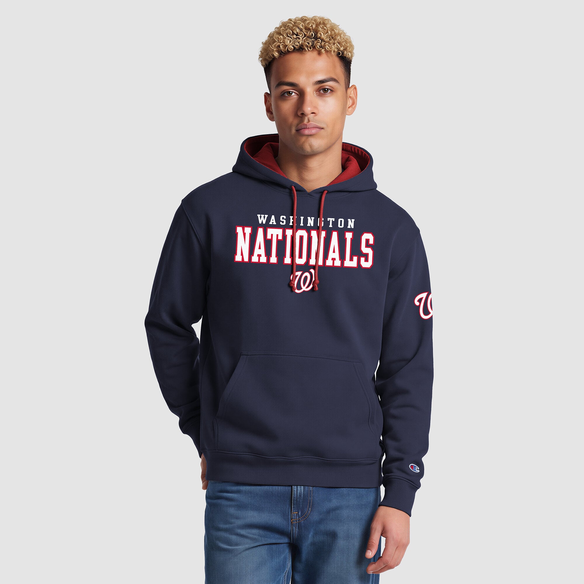 Men's Champion  Navy Washington Nationals Fleece Hoodie