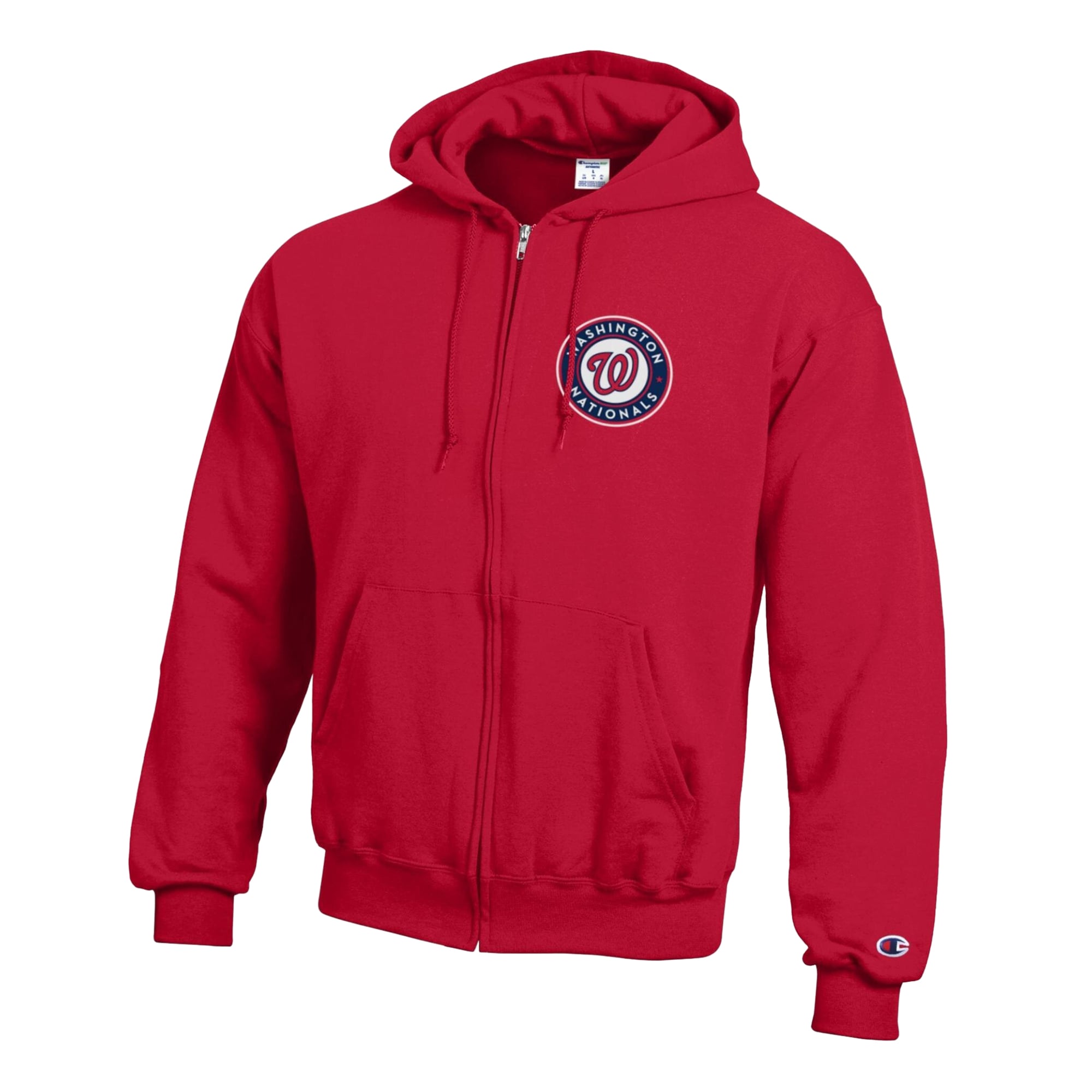 Men's Champion Red Washington Nationals Powerblend Full-Zip Hoodie