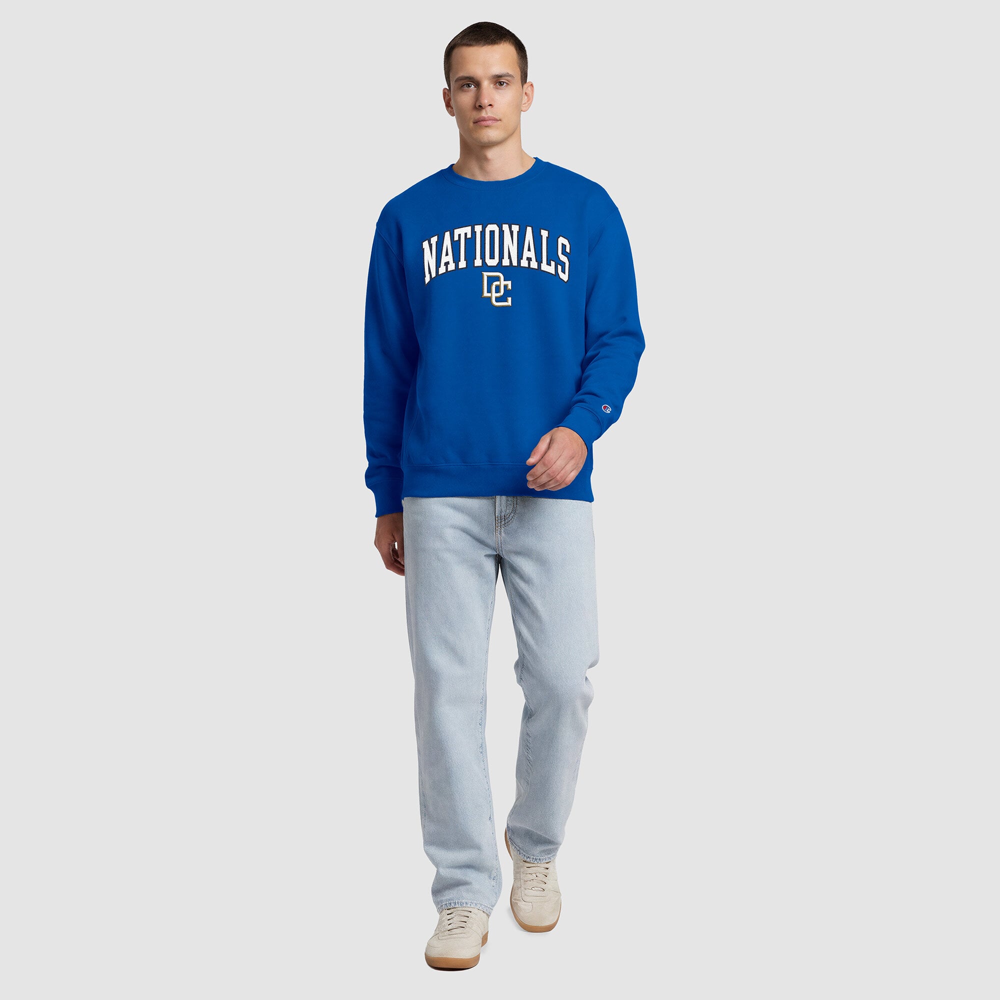 Men's Champion  Royal Washington Nationals Fleece Crew Sweatshirt
