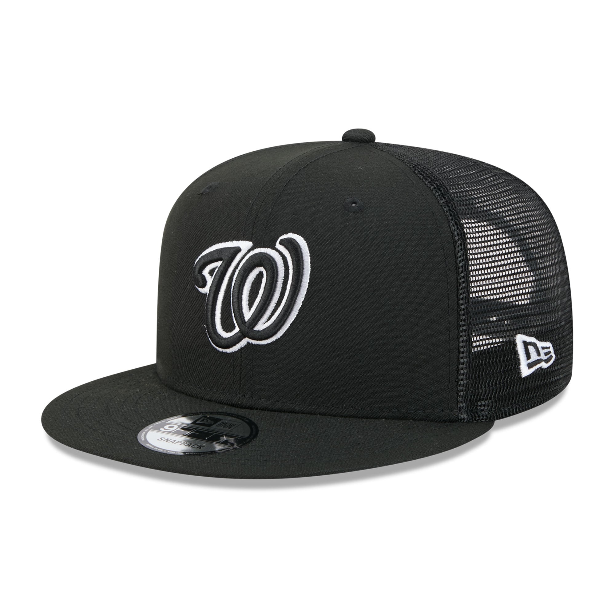 Casquette trucker ajustable New Era 9FIFTY noire Washington Nationals pour homme