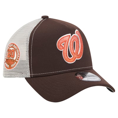 Washington Nationals New Era Pumpkin Spice A-Frame 9FORTY Adjustable Trucker Hat - Brown