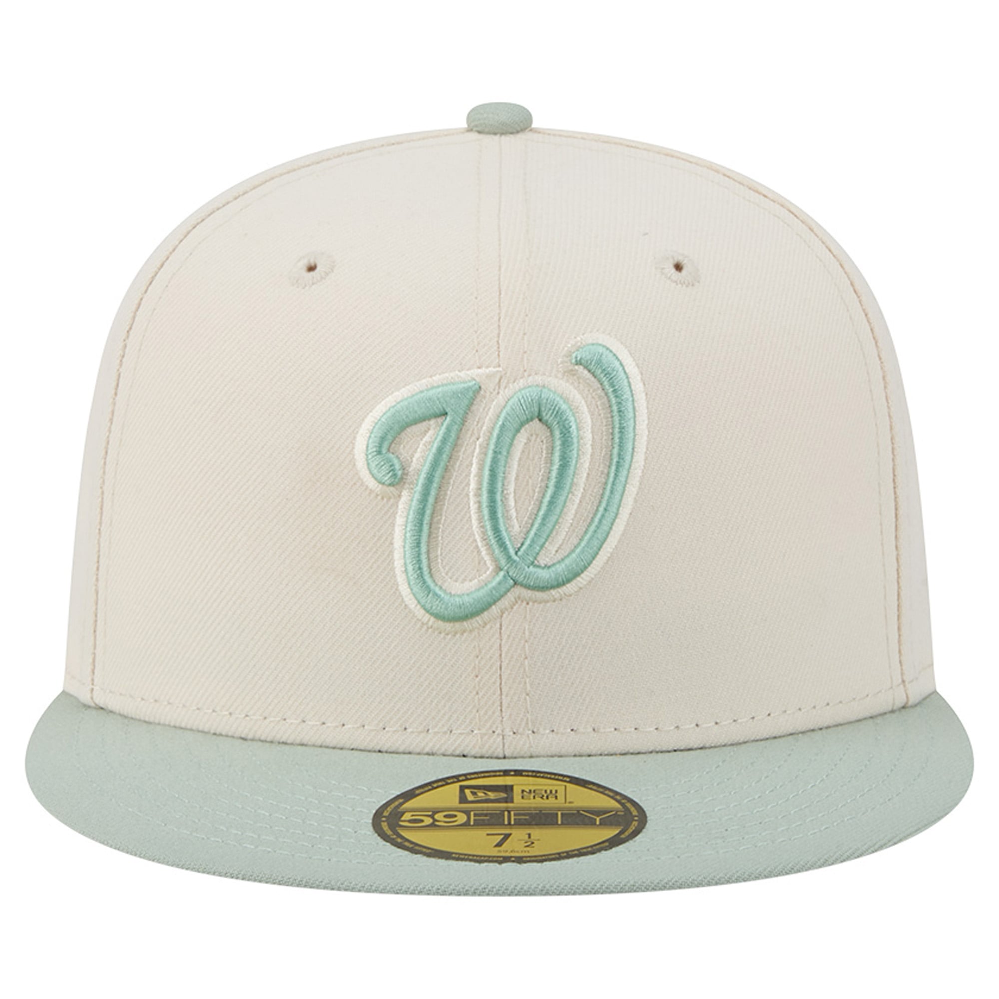 Casquette ajustée New Era 59FIFTY crème/verte Washington Nationals pour homme