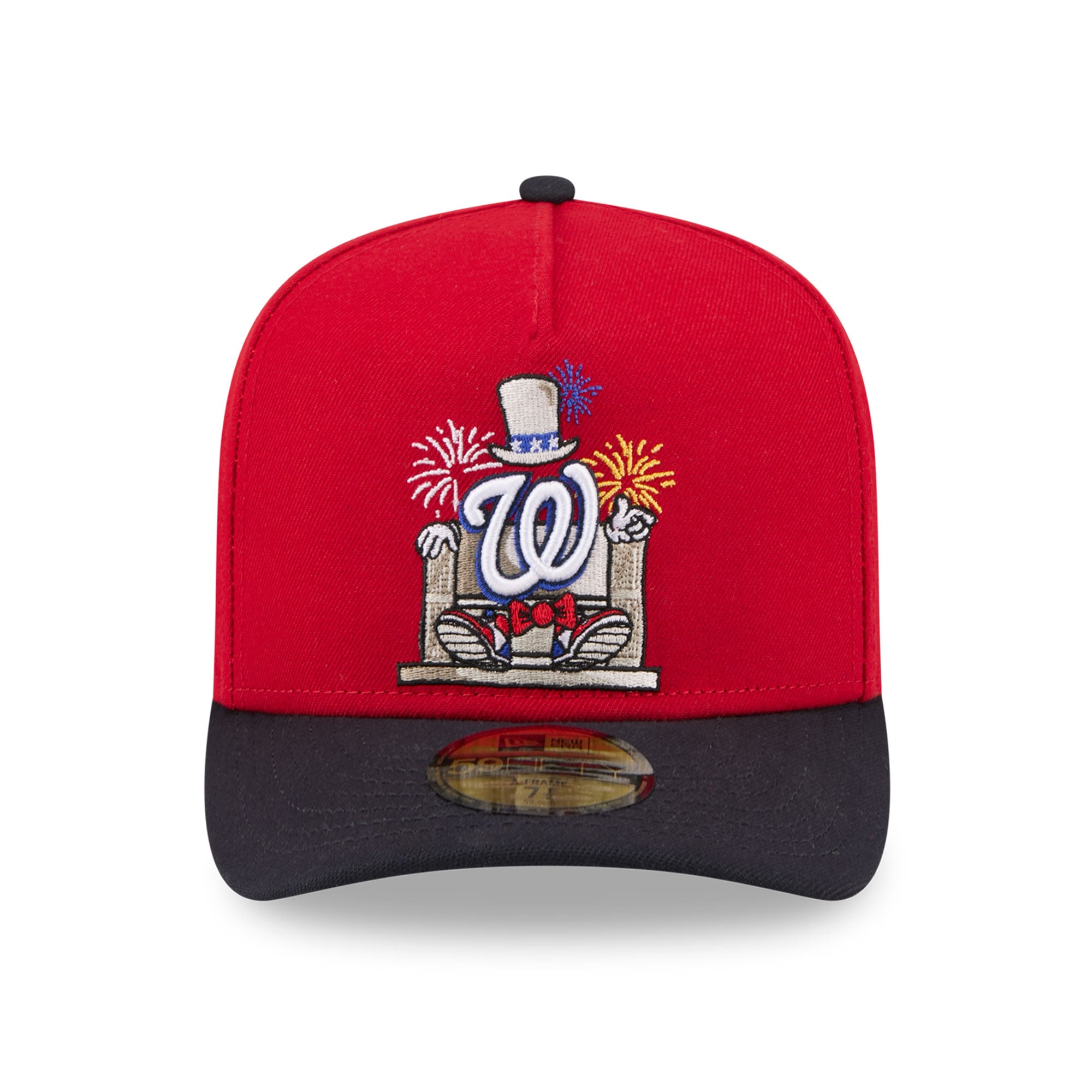 Casquette ajustée New Era 59FIFTY pour homme, rouge et marine, motif dessin animé des Washington Nationals