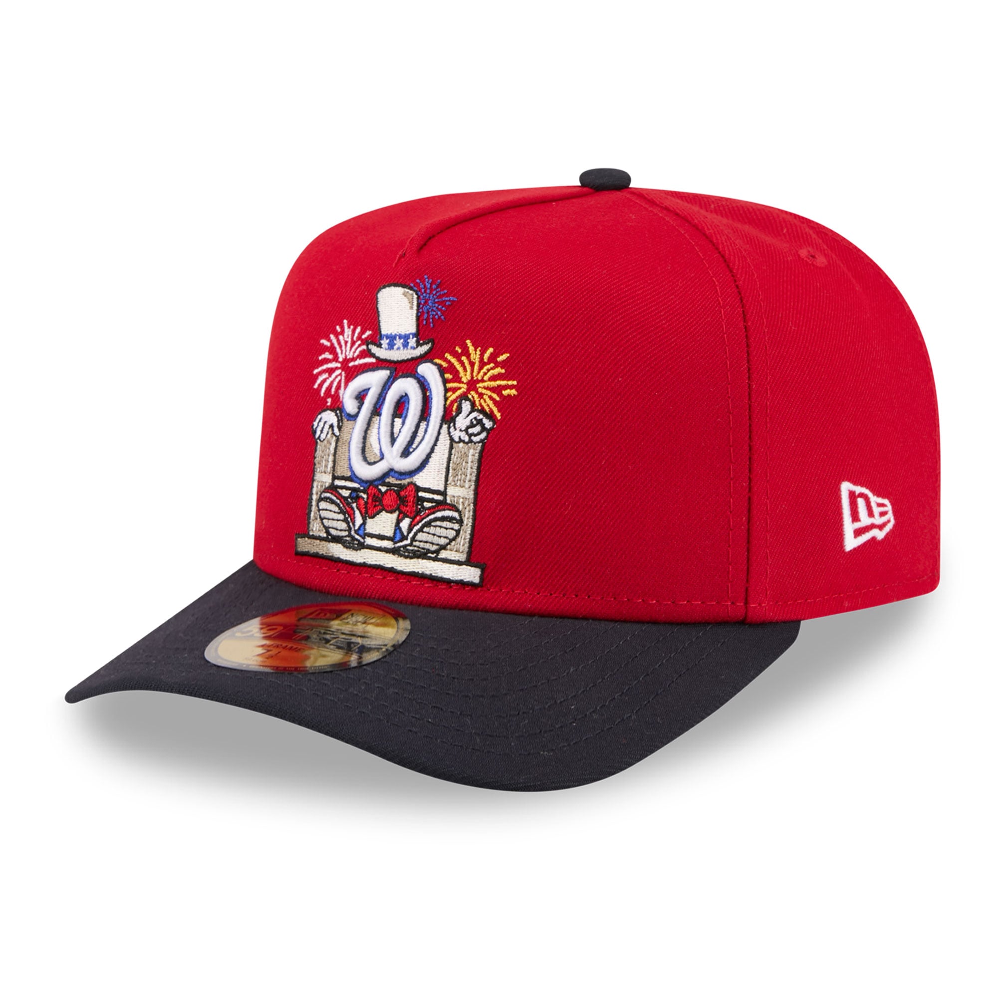 Casquette ajustée New Era 59FIFTY pour homme, rouge et marine, motif dessin animé des Washington Nationals