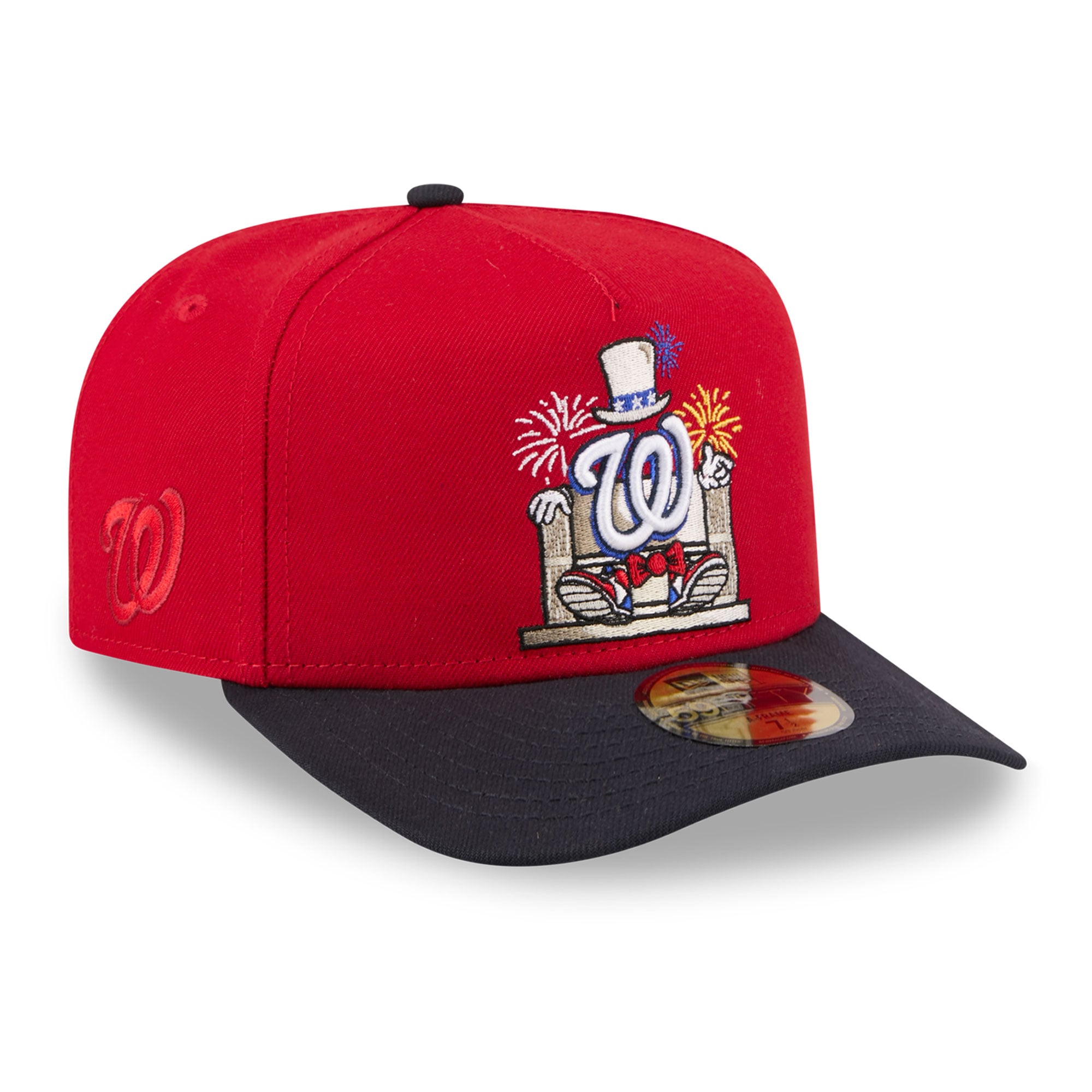 Casquette ajustée New Era 59FIFTY pour homme, rouge et marine, motif dessin animé des Washington Nationals