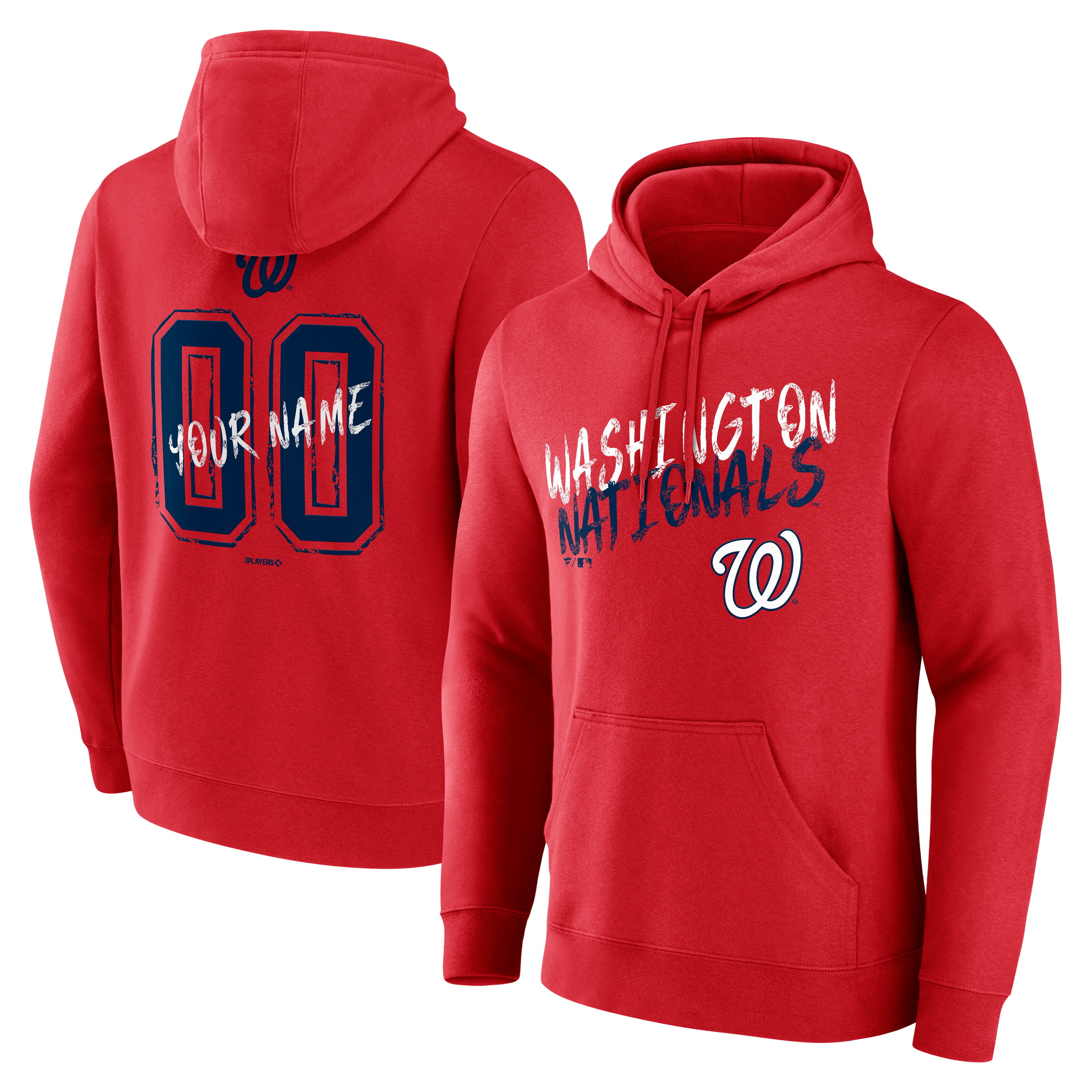 Men's Red Washington Nationals Hustle Personalized Name & Number Hoodie