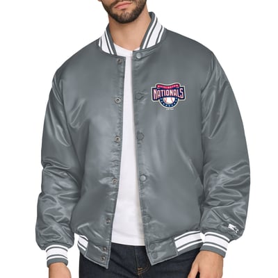  Washington Nationals Starter Cooperstown Logo Full-Snap Varsity Jacket - Gray