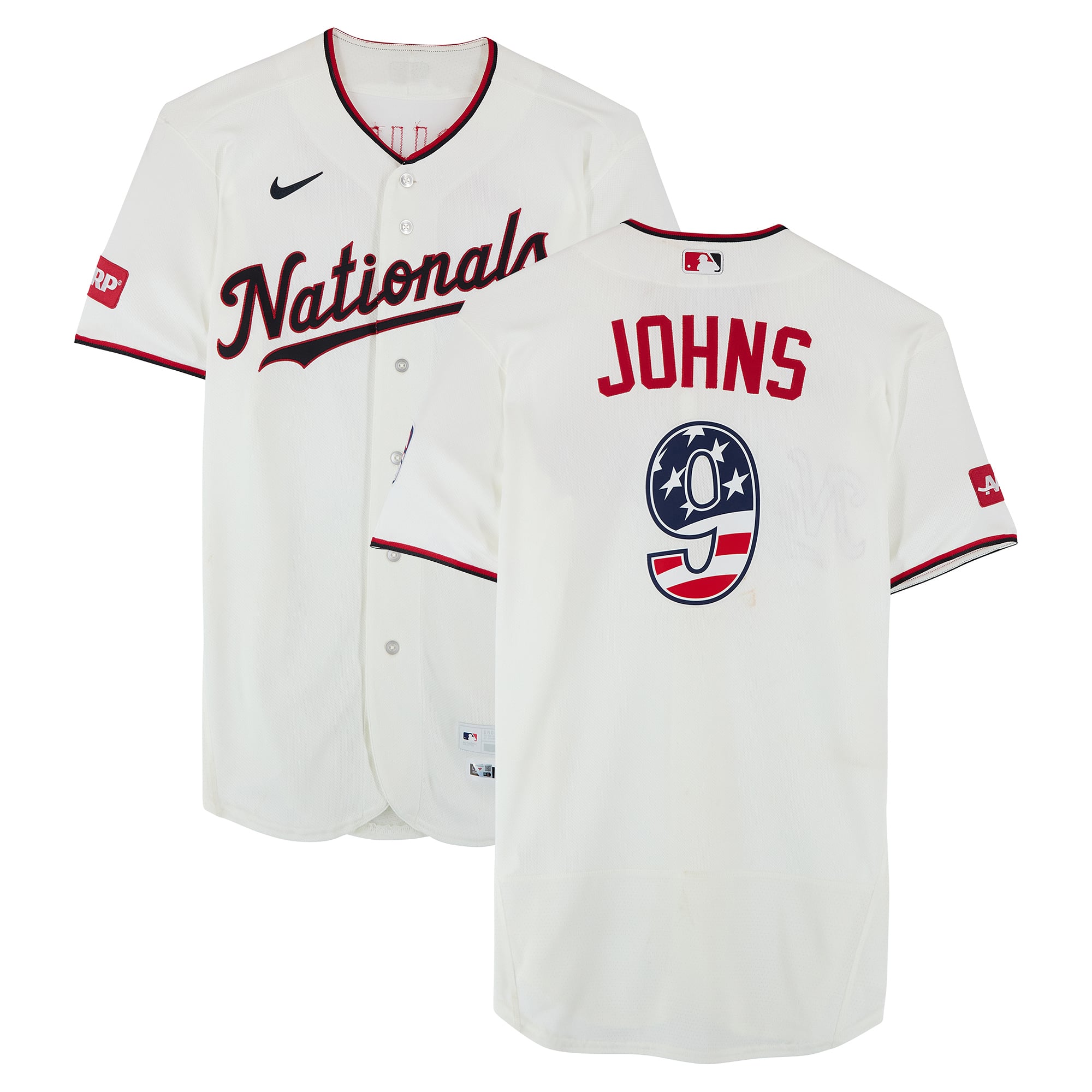 Michael Johns Washington Nationals Game-Used #9 White Nike Jersey vs. Pittsburgh Pirates on July 4, 2026