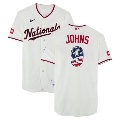 Michael Johns Washington Nationals Fanatics Authentic Game-Used #9 White Nike Jersey vs. Pittsburgh Pirates on July 4, 2026  