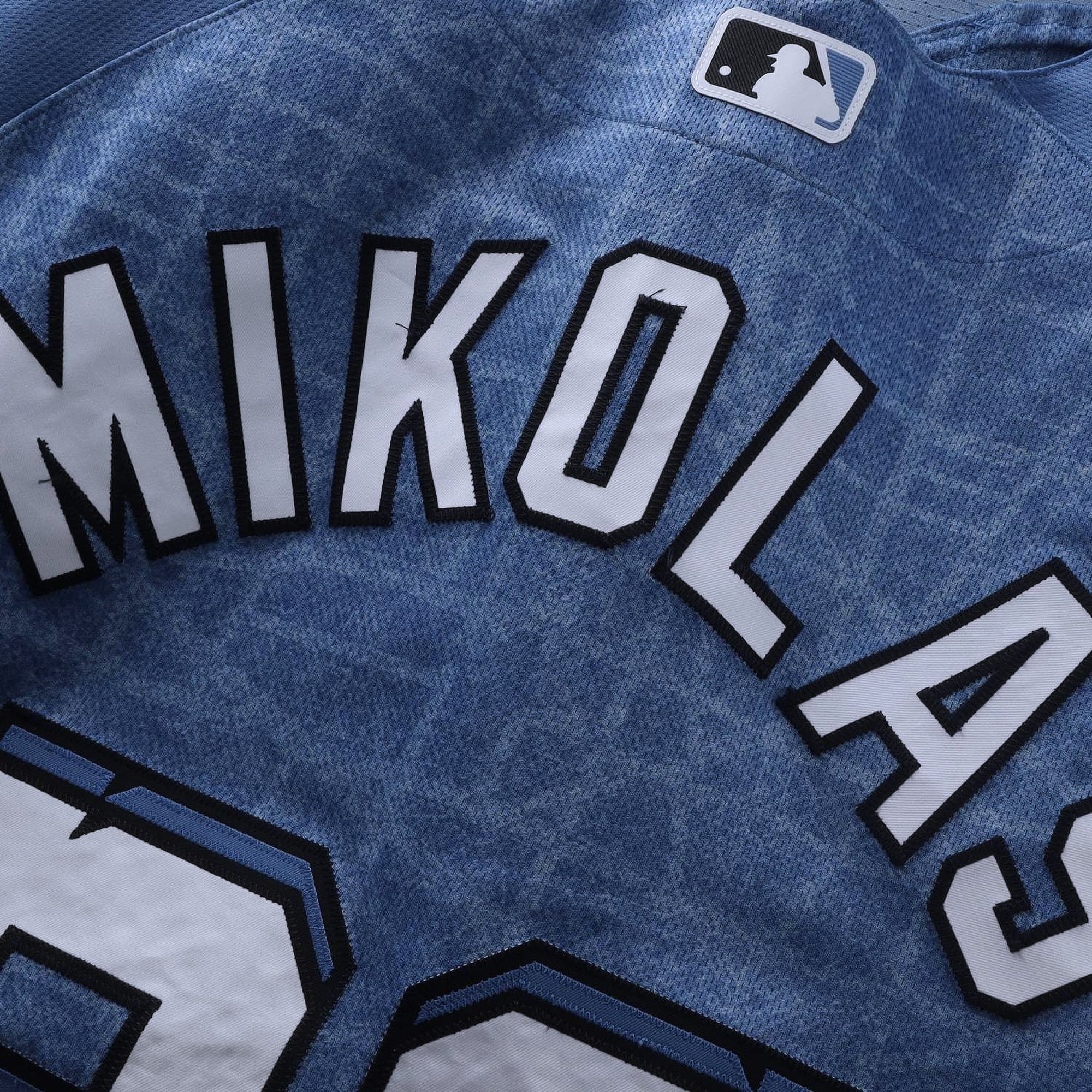 Maillot City Connect bleu n° 36 porté par Miles Mikolas (Washington Nationals) lors du match contre les Los Angeles Dodgers le 4 avril 2026