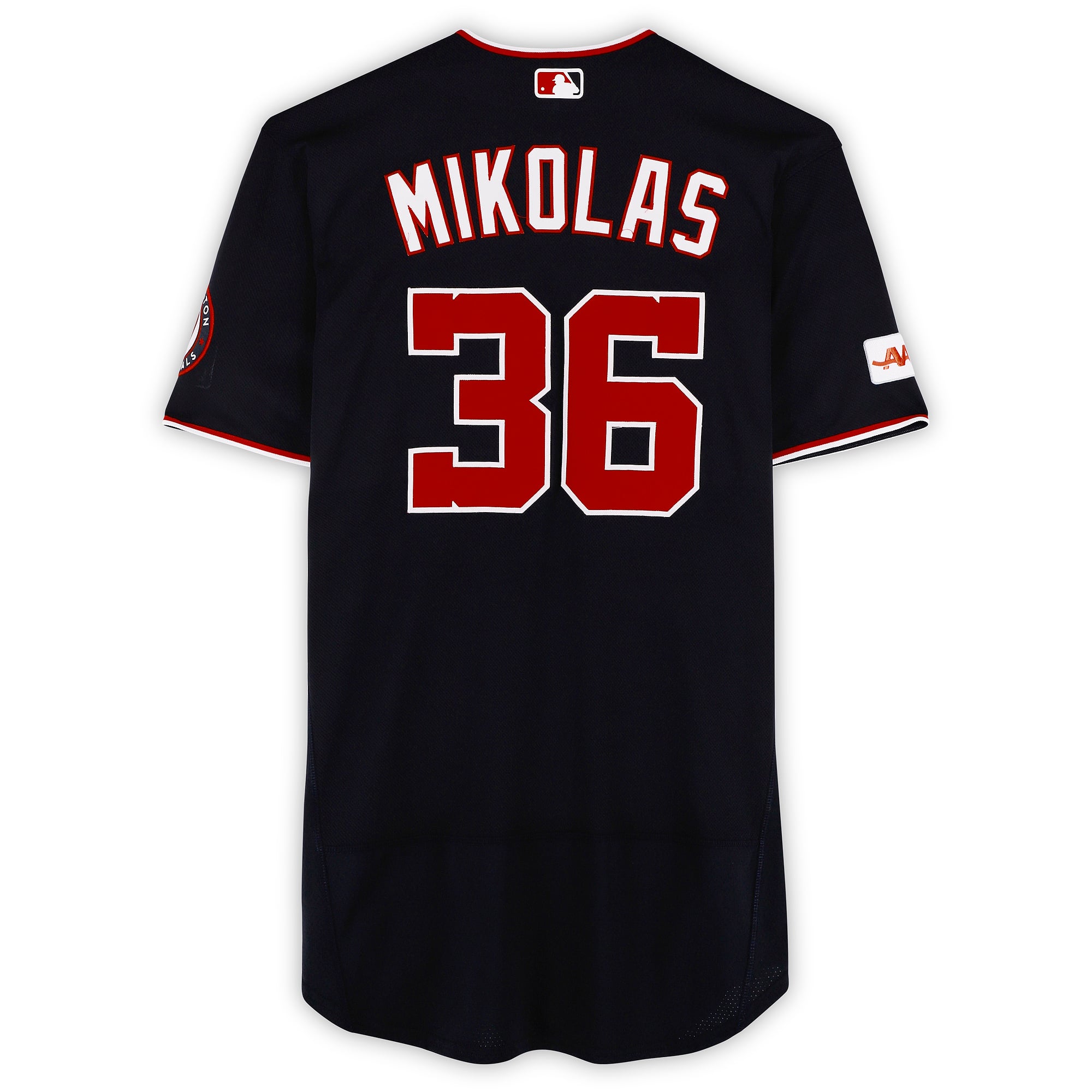 Maillot bleu marine n° 36 porté par Miles Mikolas (Washington Nationals) lors du match contre les Braves d'Atlanta le 22 mai 2026