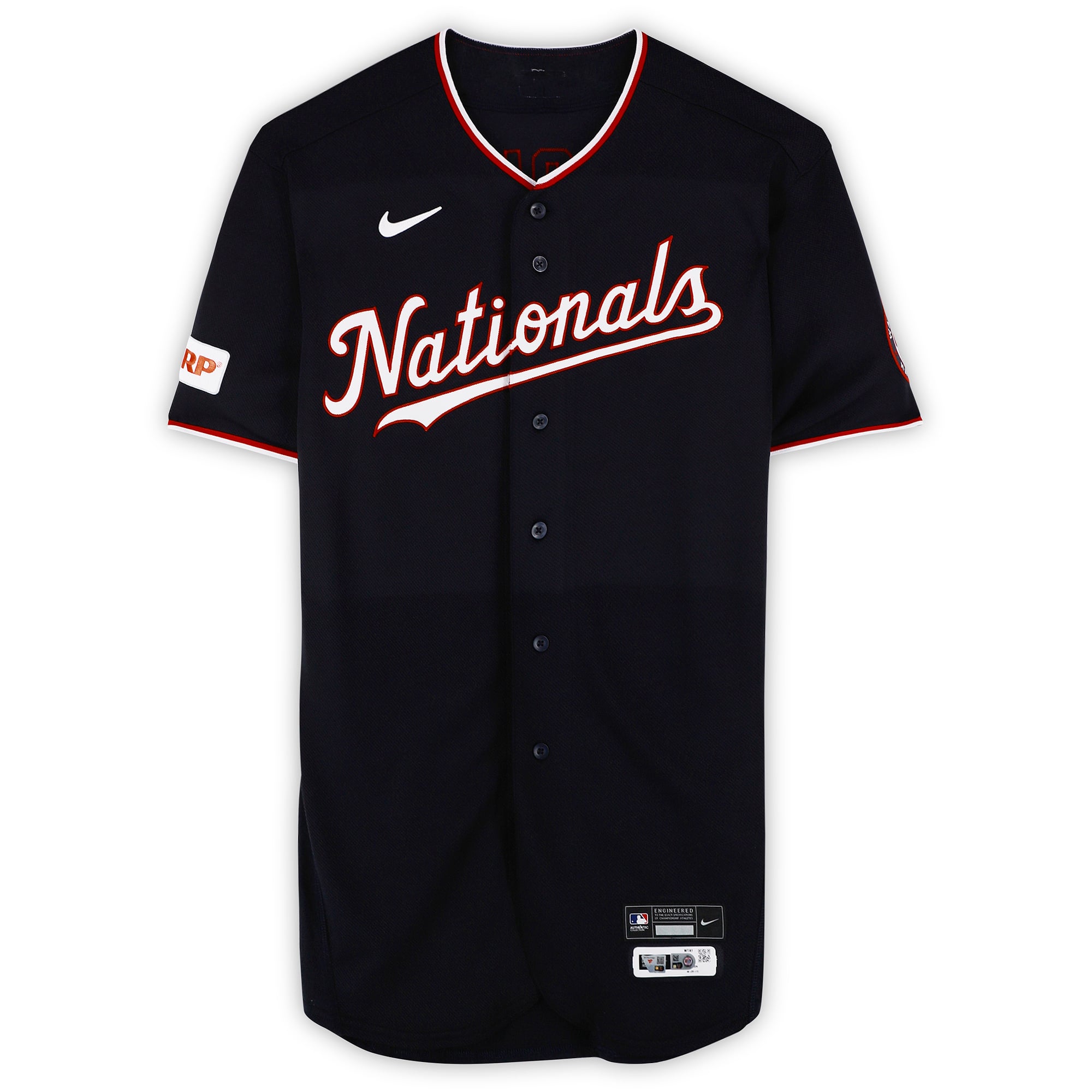 Maillot bleu marine n° 36 porté par Miles Mikolas (Washington Nationals) lors du match contre les Pirates de Pittsburgh le 14 avril 2026